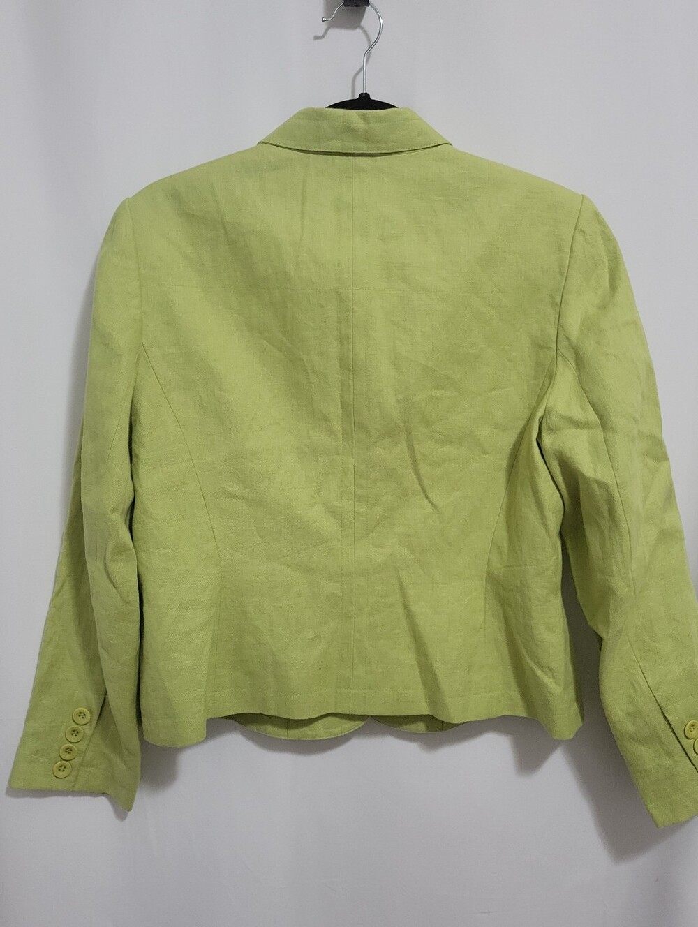 Talbots Petites Lime Green Irish Linen Button-Front Blazer, Size 12 - Picture 2 of 3